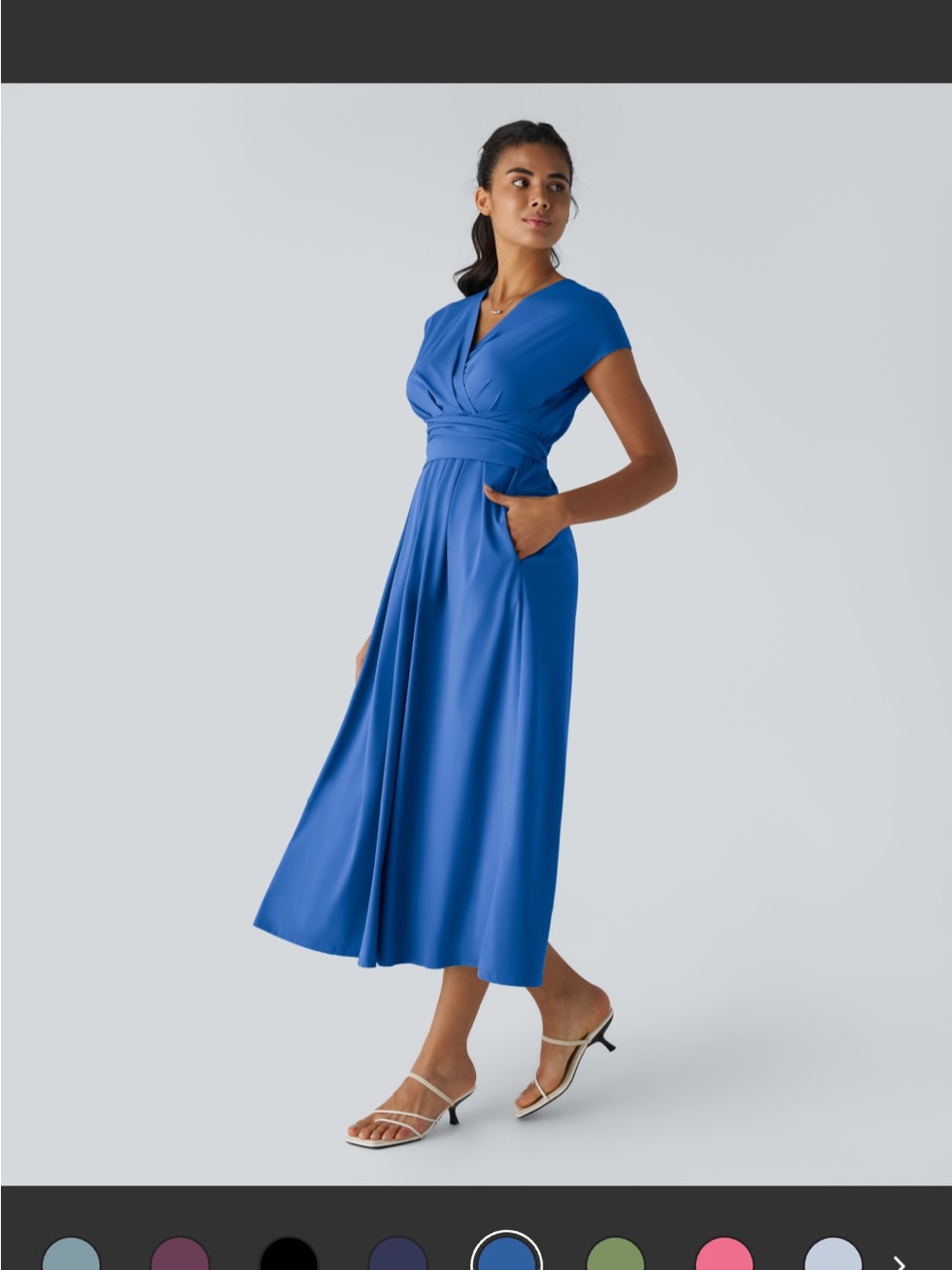 HALARA Cobalt Blue Wrap Midi Dress